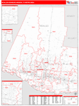 McAllen-Edinburg-Mission Metro Area Wall Map Red Line Style